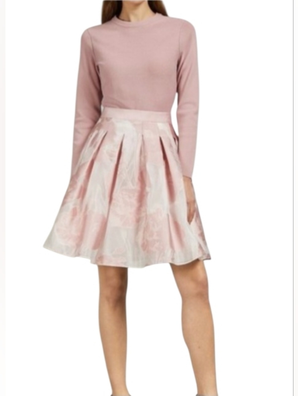 Ted Baker EUC Laiiya Pink Floral Pleated Mini Skirt Size 1